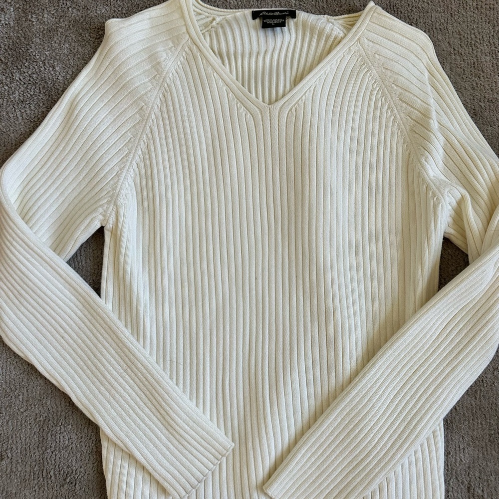 White Ribbed Sweater